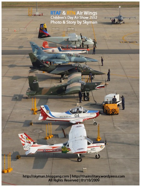 Aircraft prepare to leave home. From Top N22B Nomad, PC-9M, L-39ZA/ART, Alphajet A, Au-23A, CT-4A, and T-41D.